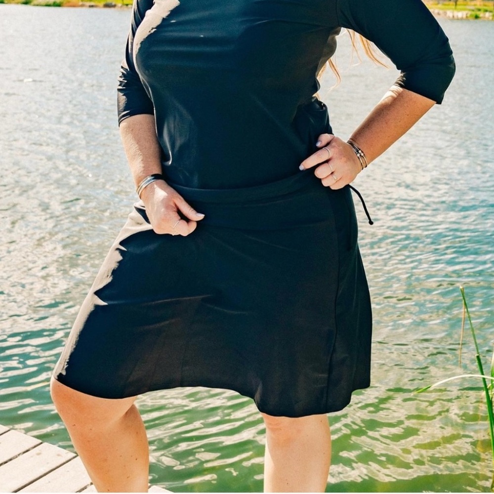 Calypsa by ModLi Modest Swim Ware Swim skirt skort knee length shorts Black 6X